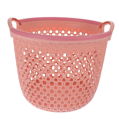 HOOWIFFY 1Pcs Portable Laundry Basket Pink Hollow Laundry Management with Handle PP