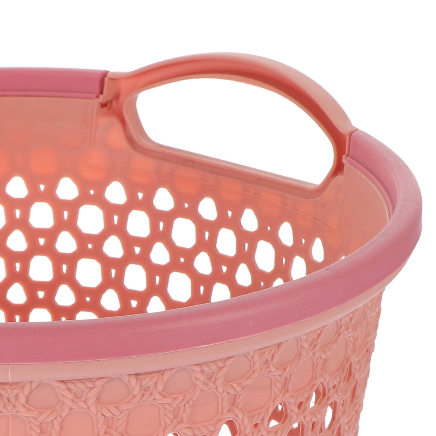 HOOWIFFY 1Pcs Portable Laundry Basket Pink Hollow Laundry Management with Handle PP