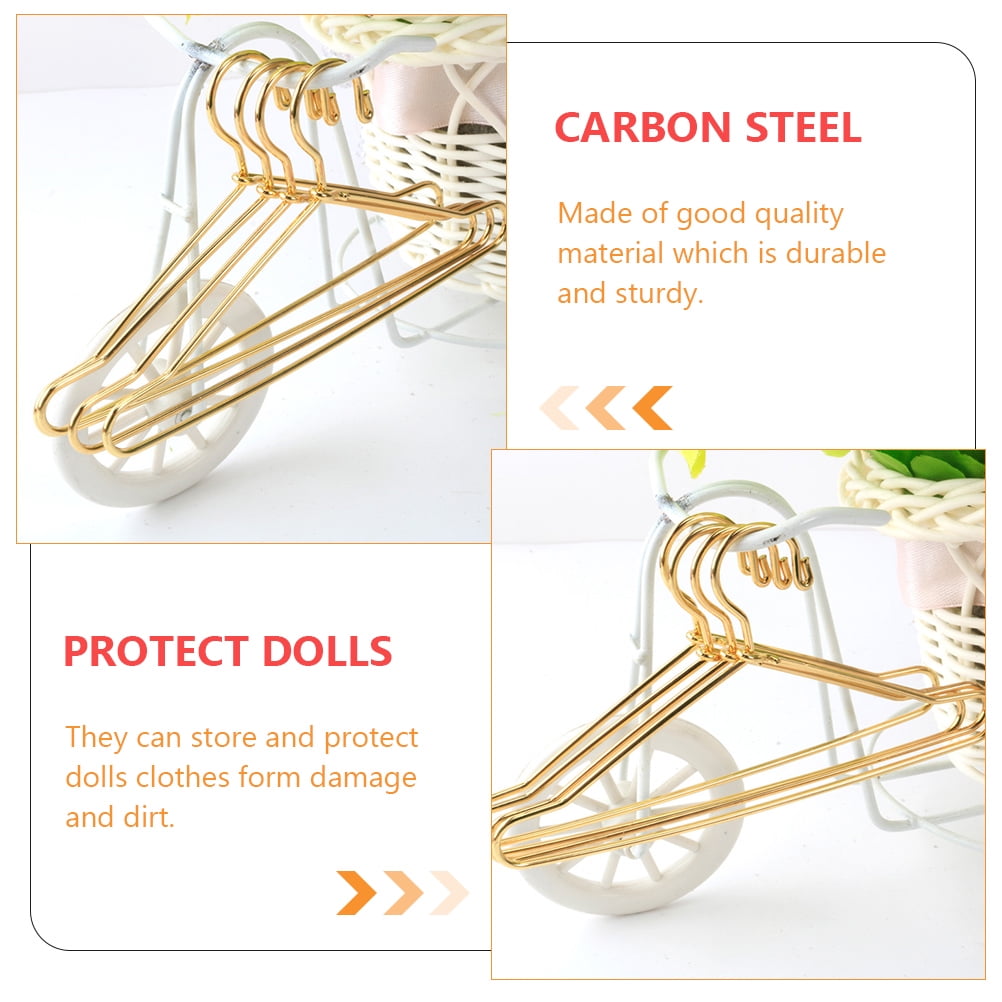 HOOWIFFY Small Hanger Shape 10 Pcs Metal Clothes Hangers Carbon Steel for Childrens Doll Clothes DIY Toy Use