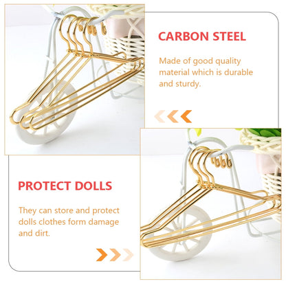 HOOWIFFY Small Hanger Shape 10 Pcs Metal Clothes Hangers Carbon Steel for Childrens Doll Clothes DIY Toy Use