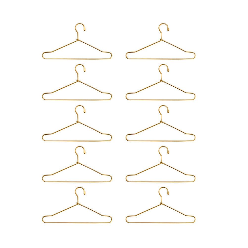HOOWIFFY Small Hanger Shape 10 Pcs Metal Clothes Hangers Carbon Steel for Childrens Doll Clothes DIY Toy Use