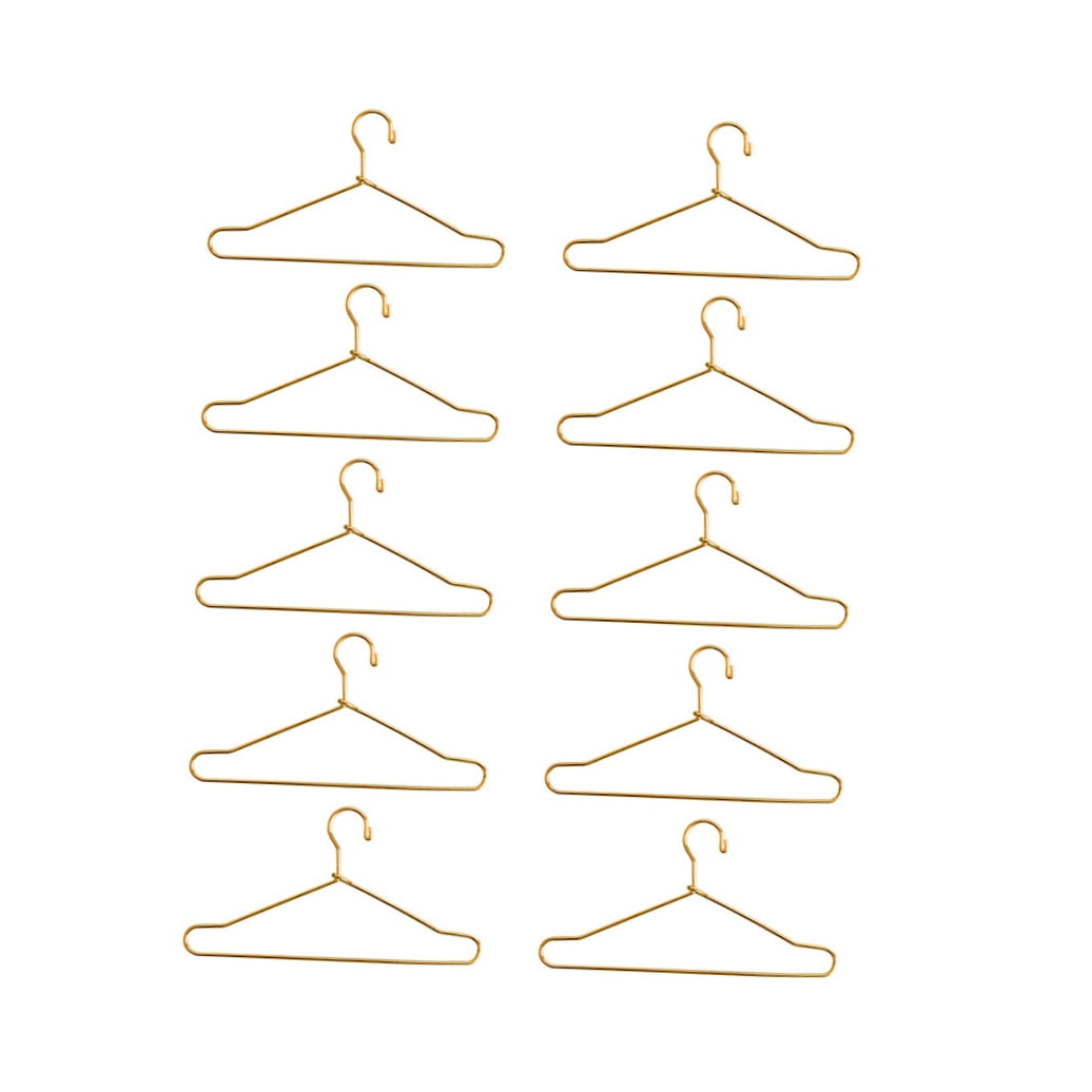 HOOWIFFY Small Hanger Shape 10 Pcs Metal Clothes Hangers Carbon Steel for Childrens Doll Clothes DIY Toy Use