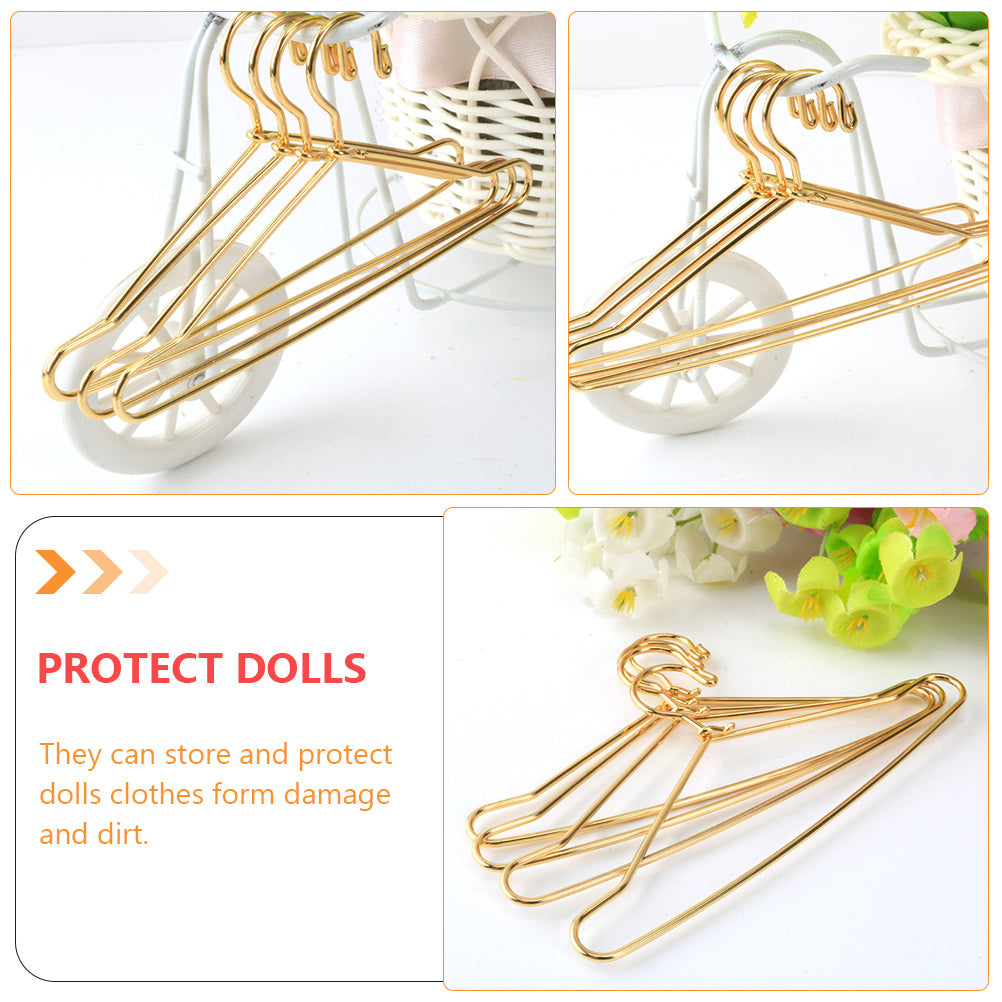 HOOWIFFY Small Hanger Shape 10 Pcs Metal Clothes Hangers Carbon Steel for Childrens Doll Clothes DIY Toy Use