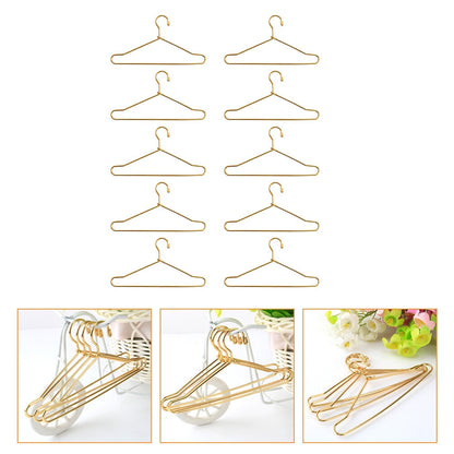 HOOWIFFY Small Hanger Shape 10 Pcs Metal Clothes Hangers Carbon Steel for Childrens Doll Clothes DIY Toy Use