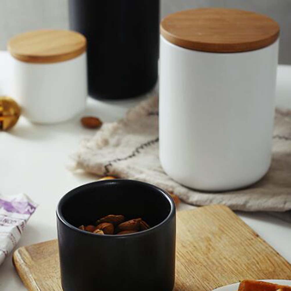 SKISUNO Ceramic Airtight Canister Set for Kitchen Storage, Spice Jars Container for Household Pantry Organization
