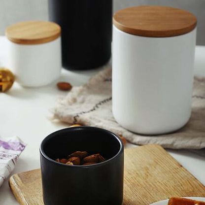 SKISUNO Ceramic Airtight Canister Set for Kitchen Storage, Spice Jars Container for Household Pantry Organization