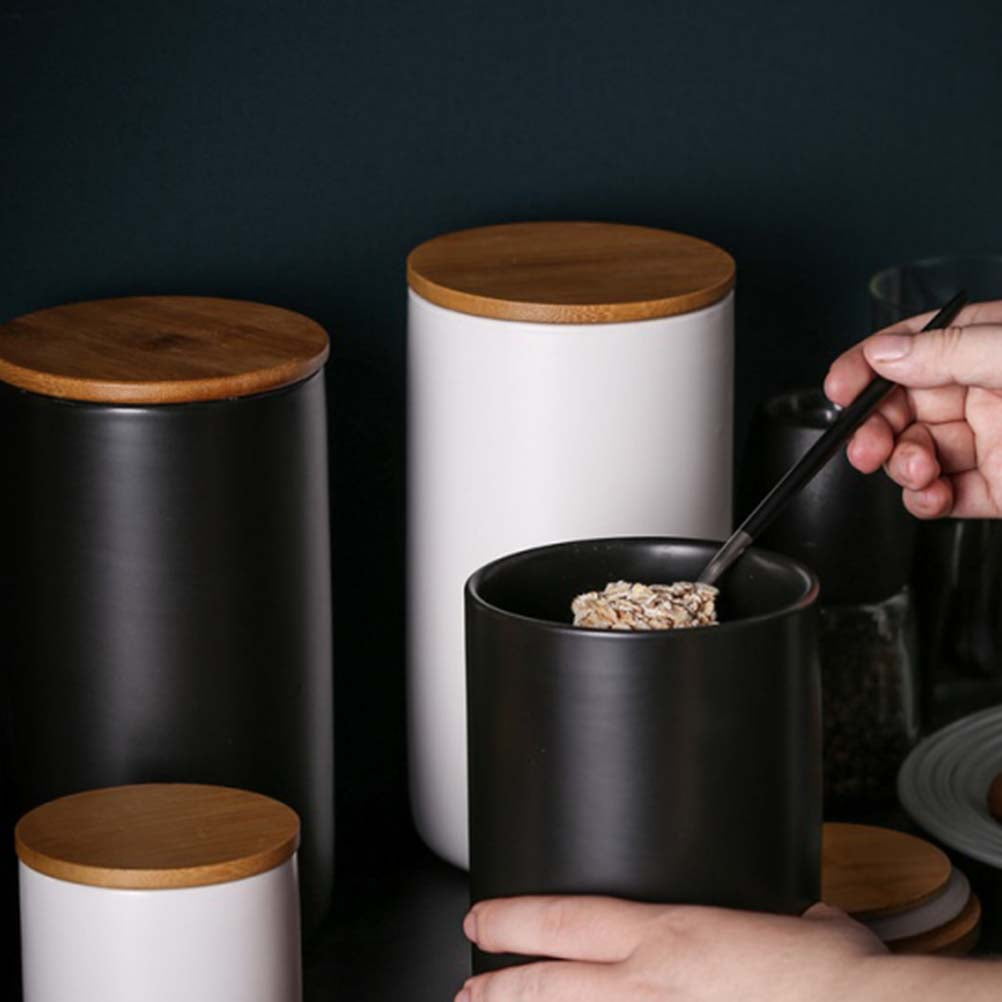 SKISUNO Ceramic Airtight Canister Set for Kitchen Storage, Spice Jars Container for Household Pantry Organization