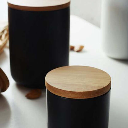 SKISUNO Ceramic Airtight Canister Set for Kitchen Storage, Spice Jars Container for Household Pantry Organization