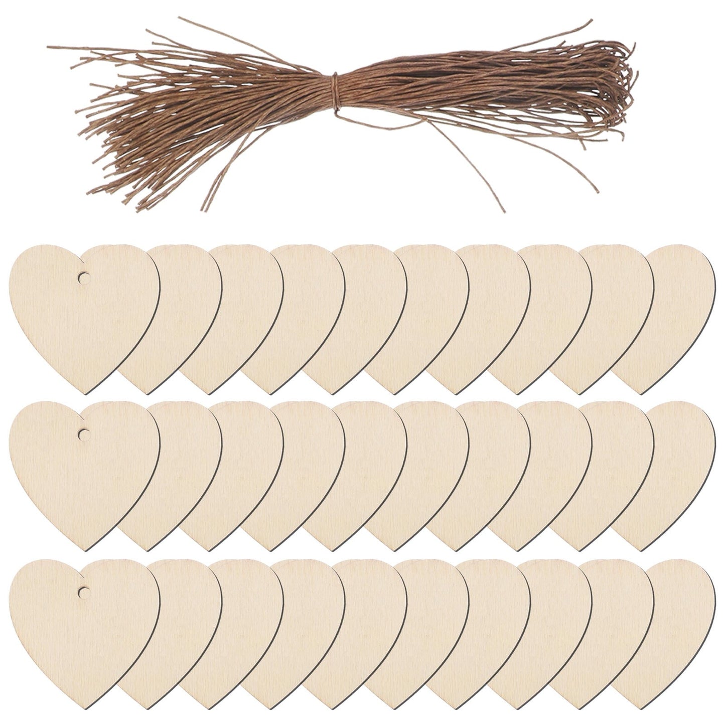 HOOWIFFY 200Pcs Unfinished Wooden Heart Shapes for Crafts, Wood Embellishments and Decorations