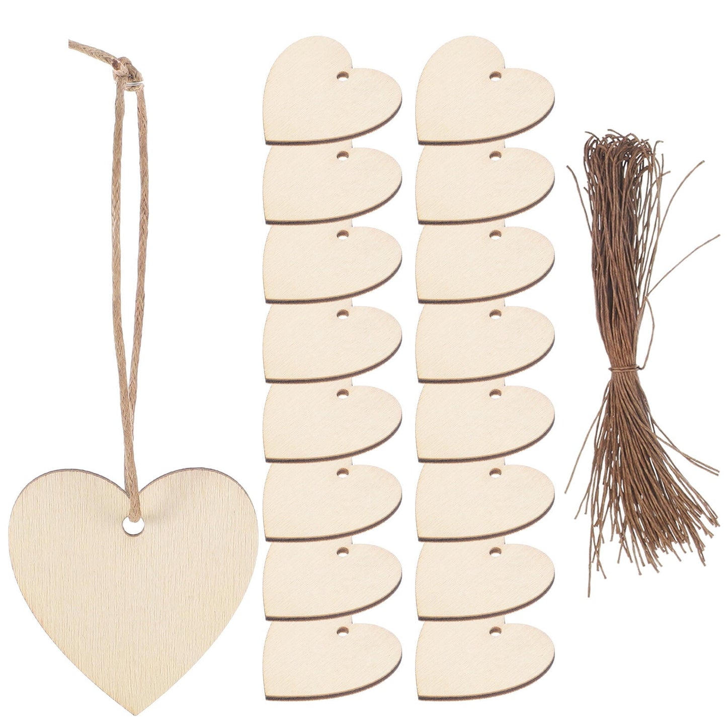HOOWIFFY 200Pcs Unfinished Wooden Heart Shapes for Crafts, Wood Embellishments and Decorations