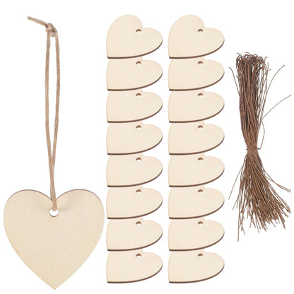 HOOWIFFY 200Pcs Unfinished Wooden Heart Shapes for Crafts, Wood Embellishments and Decorations