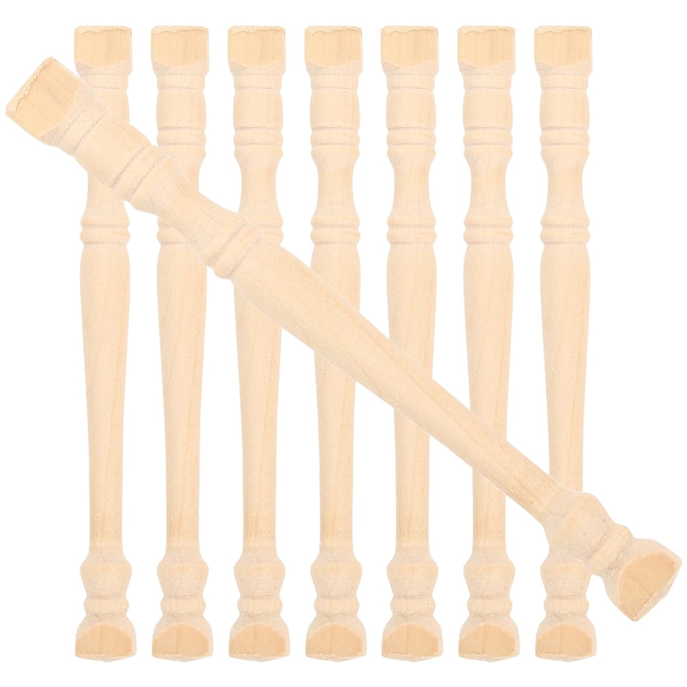 HOOWIFFY Set of 8 Realistic Khaki Wood Pillars for Dollhouse Decoration and Craft Projects