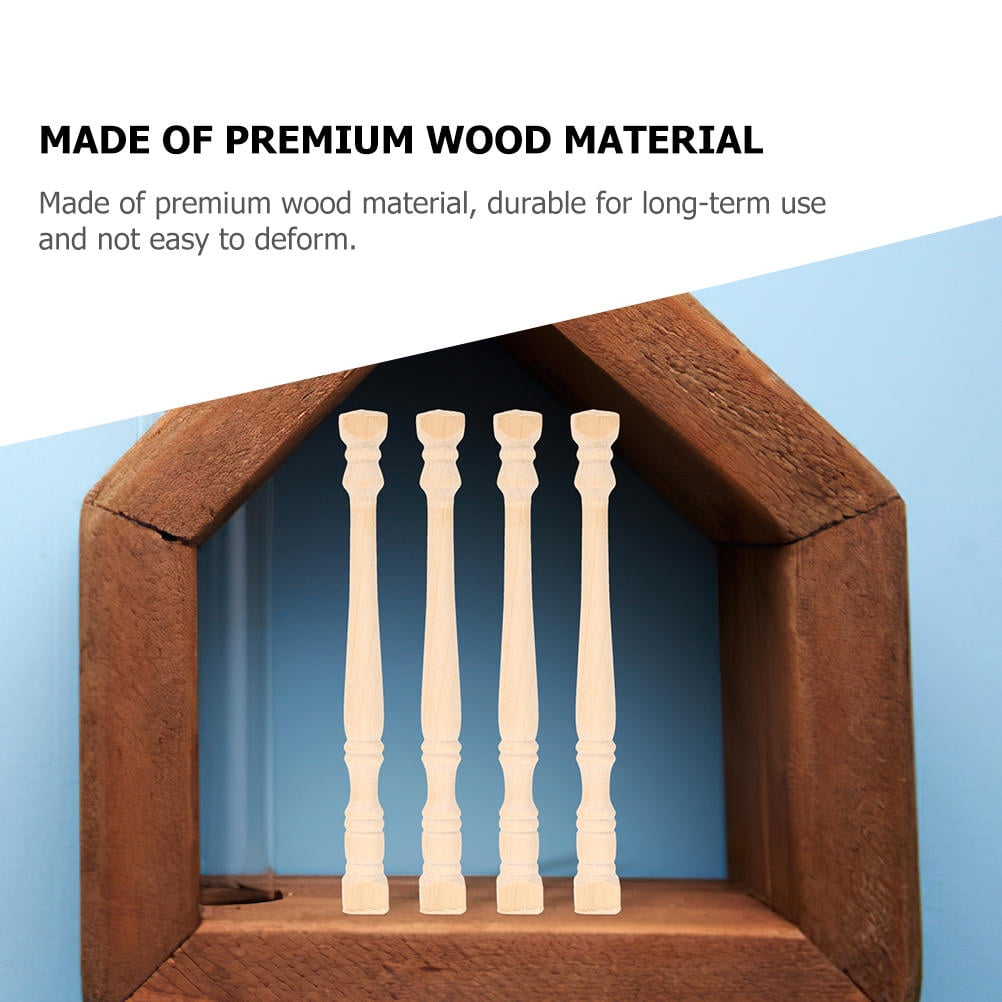 HOOWIFFY Set of 8 Realistic Khaki Wood Pillars for Dollhouse Decoration and Craft Projects