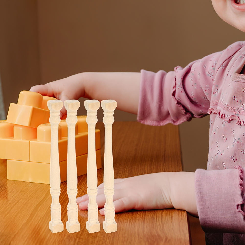 HOOWIFFY Set of 8 Realistic Khaki Wood Pillars for Dollhouse Decoration and Craft Projects