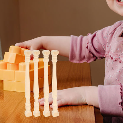 HOOWIFFY Set of 8 Realistic Khaki Wood Pillars for Dollhouse Decoration and Craft Projects