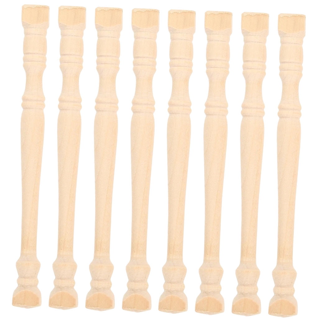 HOOWIFFY Set of 8 Realistic Khaki Wood Pillars for Dollhouse Decoration and Craft Projects