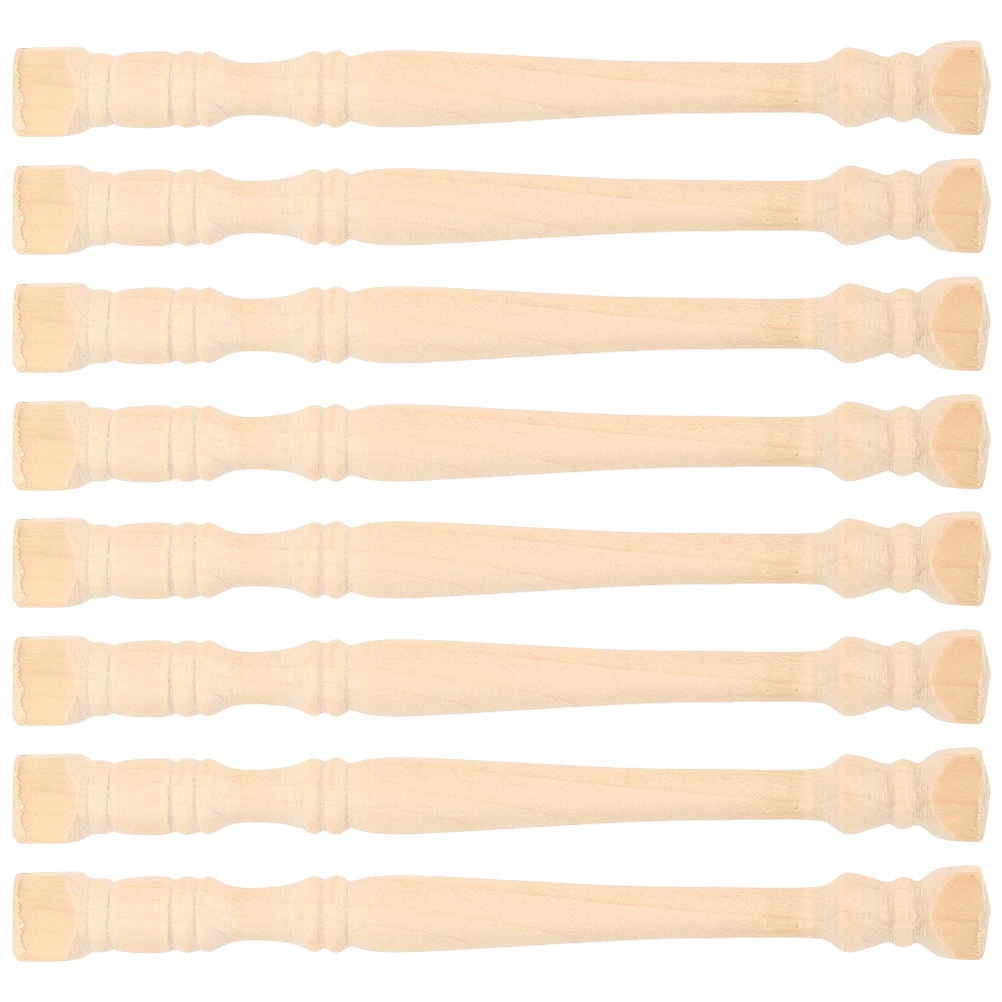 HOOWIFFY Set of 8 Realistic Khaki Wood Pillars for Dollhouse Decoration and Craft Projects