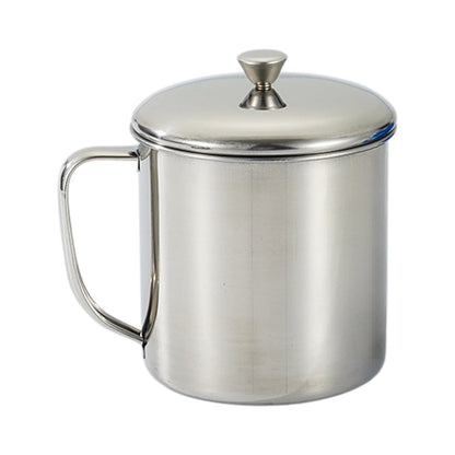 Darzheoy Stainless Steel Coffee Cup - Metal Tea Mug with Lid and Handle for Camping and Everyday Use XL Silver