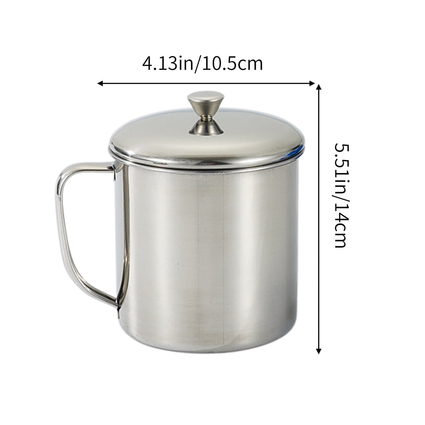Darzheoy Stainless Steel Coffee Cup - Metal Tea Mug with Lid and Handle for Camping and Everyday Use XL Silver