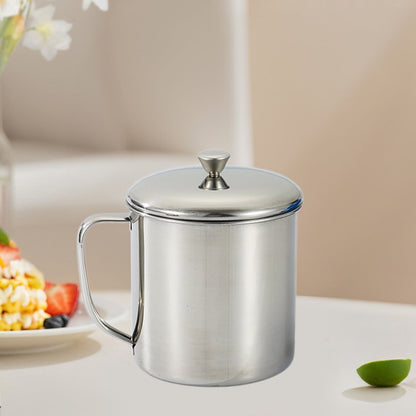 Darzheoy Stainless Steel Coffee Cup - Metal Tea Mug with Lid and Handle for Camping and Everyday Use XL Silver