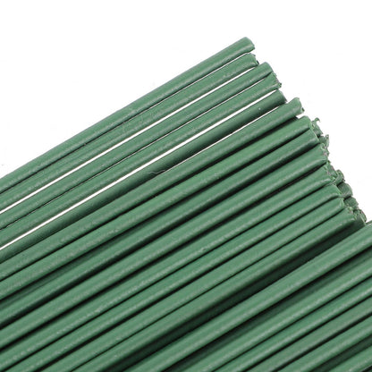 HOOWIFFY 100pcs Green Floral Wire Stems for Artificial Flowers Flexible and Bendable for Arrangements
