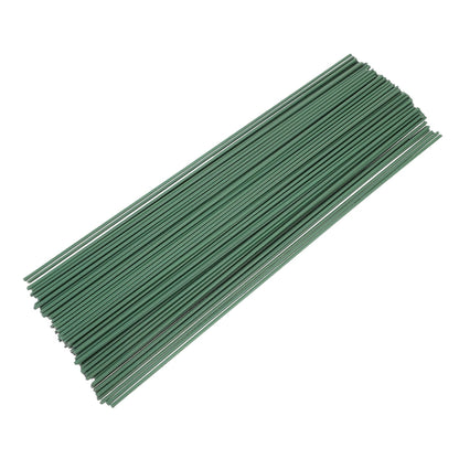 HOOWIFFY 100pcs Green Floral Wire Stems for Artificial Flowers Flexible and Bendable for Arrangements