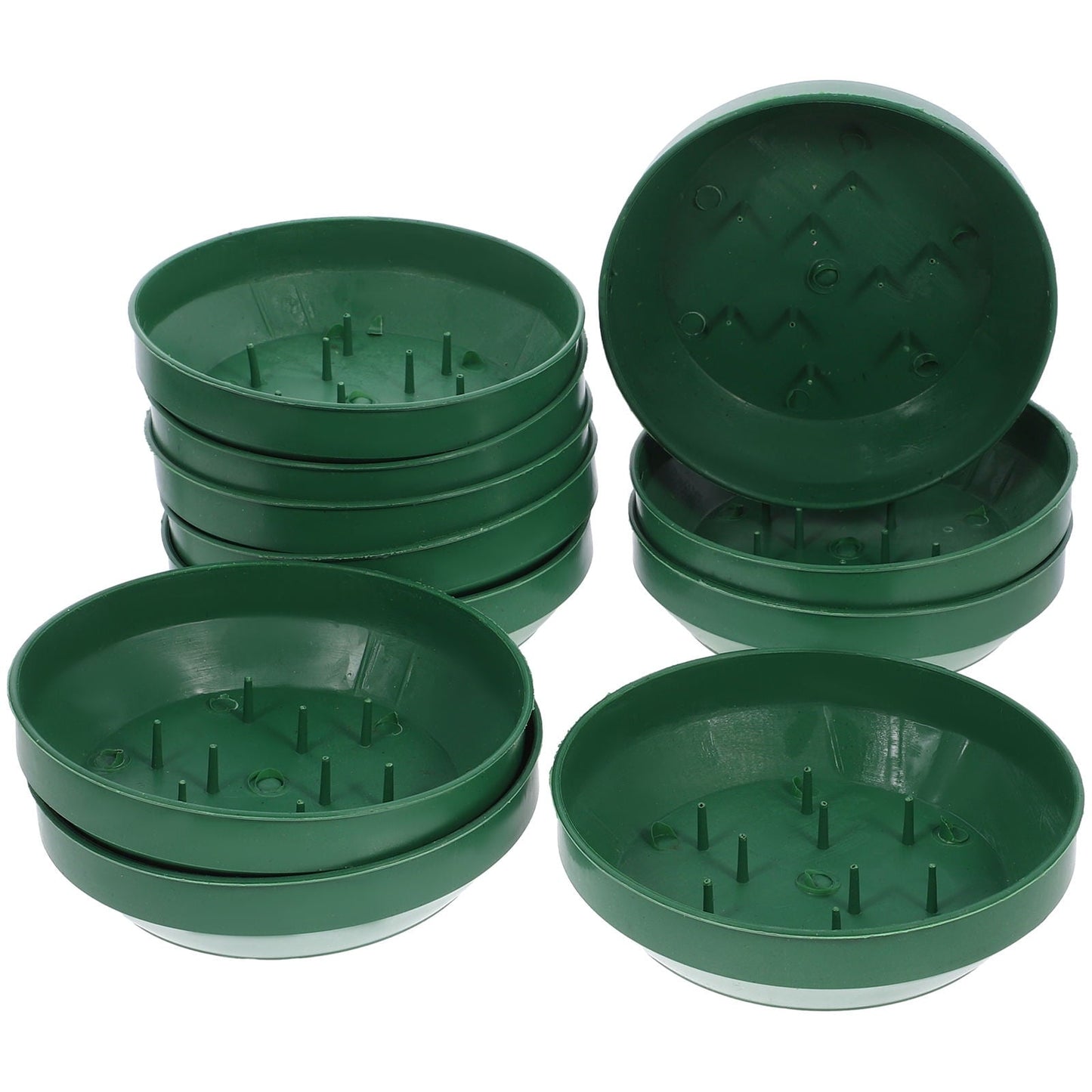 HOOWIFFY Green Plastic Flower Arrangement Plates 5.7 x 5.7 x 1.6 Inches Floral Craft Supplies for Decorations