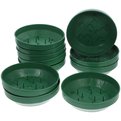 HOOWIFFY Green Plastic Flower Arrangement Plates 5.7 x 5.7 x 1.6 Inches Floral Craft Supplies for Decorations