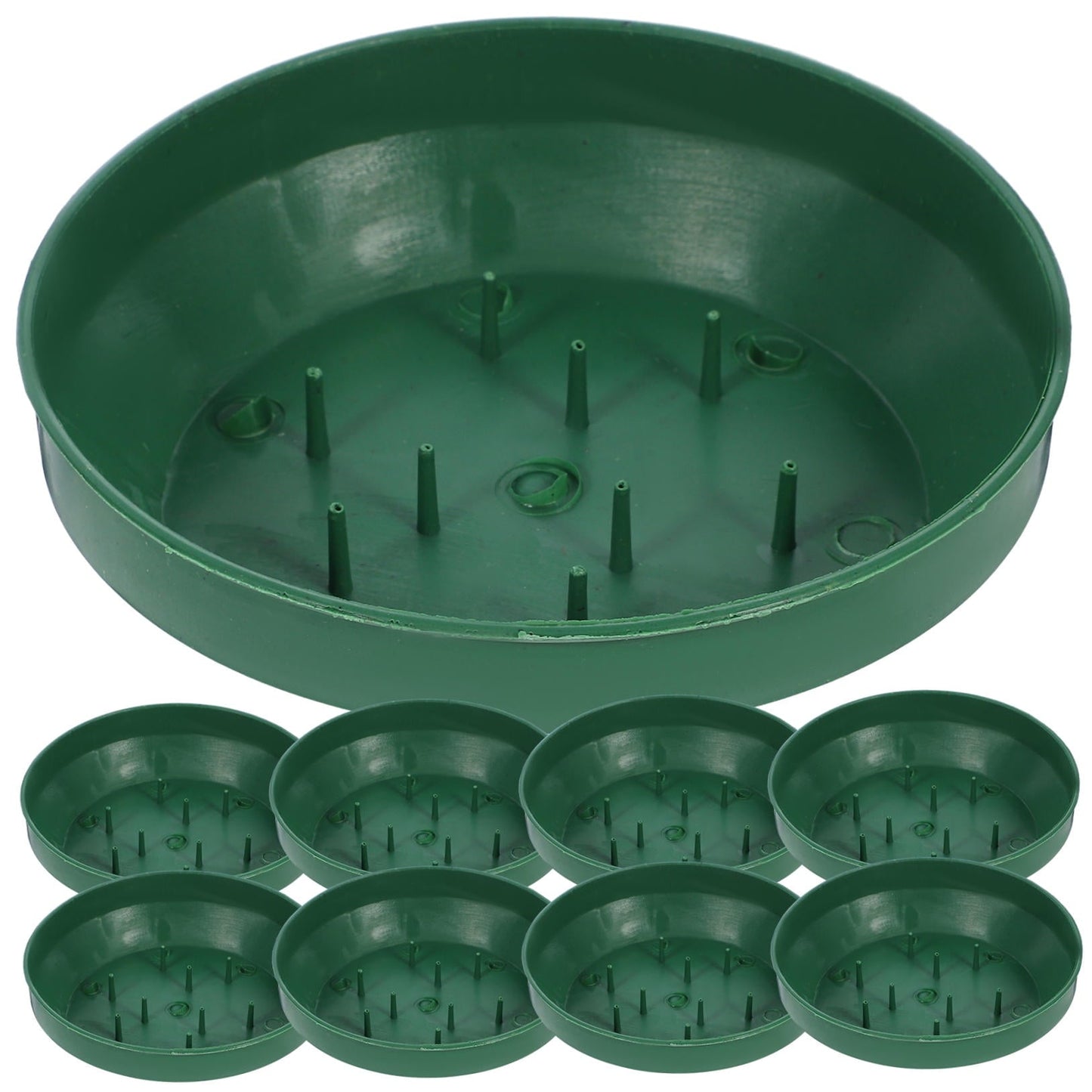 HOOWIFFY Green Plastic Flower Arrangement Plates 5.7 x 5.7 x 1.6 Inches Floral Craft Supplies for Decorations