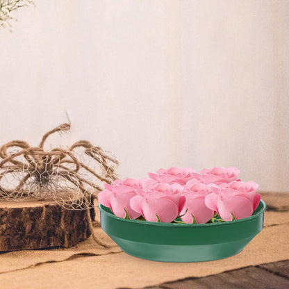 HOOWIFFY Green Plastic Flower Arrangement Plates 5.7 x 5.7 x 1.6 Inches Floral Craft Supplies for Decorations
