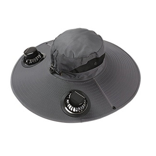 Darzheoy Solar Fan Hat Wide Brim Solar Fan Hat Outdoor Wide Brim Sun Hat with Solar Fan Fishing Hat, Removable & USB Charging Fan B-Dark Gray