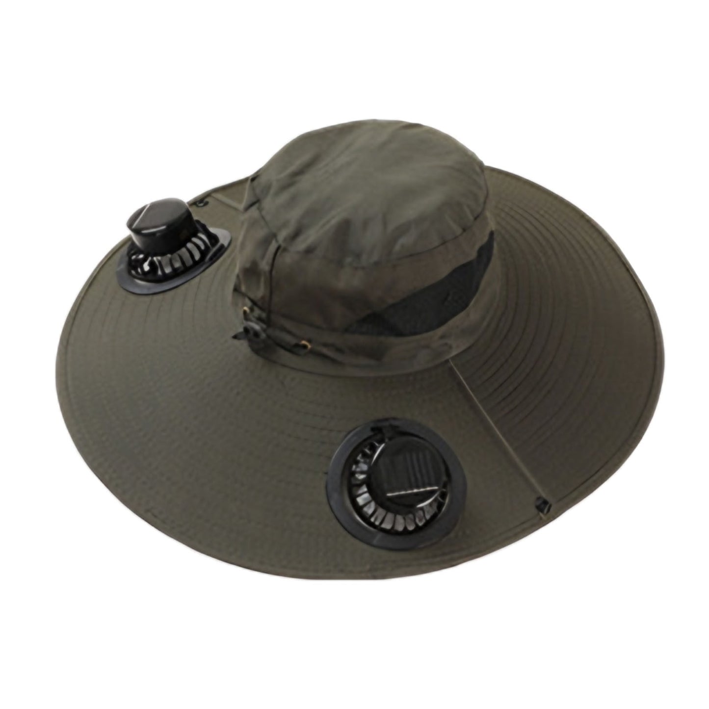 Darzheoy Solar Fan Hat Wide Brim Solar Fan Hat Outdoor Wide Brim Sun Hat with Solar Fan Fishing Hat, Removable & USB Charging Fan B-Green