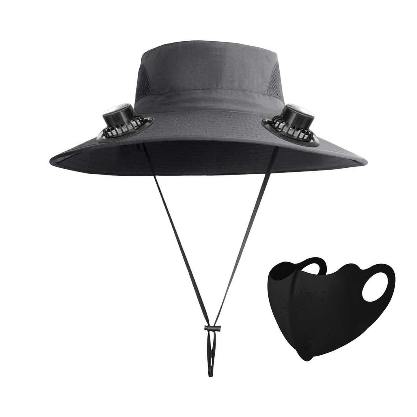 Darzheoy Solar Fan Hat Wide Brim Solar Fan Hat Outdoor Wide Brim Sun Hat with Solar Fan Fishing Hat, Removable & USB Charging Fan C-Dark Gray