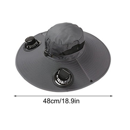 Darzheoy Solar Fan Hat Wide Brim Solar Fan Hat Outdoor Wide Brim Sun Hat with Solar Fan Fishing Hat, Removable & USB Charging Fan C-Dark Gray