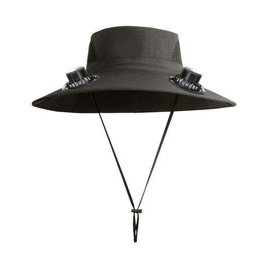 Darzheoy Solar Fan Hat Wide Brim Solar Fan Hat Outdoor Wide Brim Sun Hat with Solar Fan Fishing Hat, Removable & USB Charging Fan C-Green