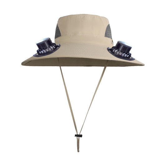 Darzheoy Solar Fan Hat Wide Brim Solar Fan Hat Outdoor Wide Brim Sun Hat with Solar Fan Fishing Hat, Removable & USB Charging Fan D-Khaki