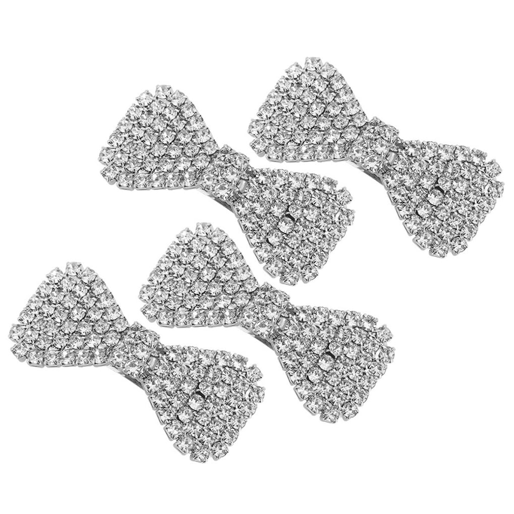 WHAMVOX 4-Pack Rhinestone Bow Hair Clips Sparkling Crystal Barrettes Wedding Bridal Hair Accessories for Women and Girls