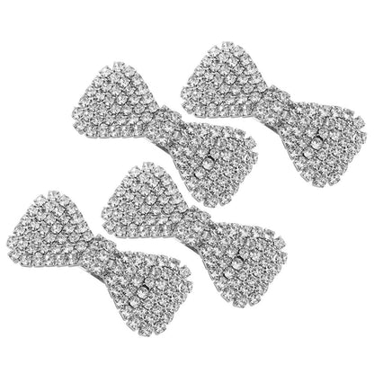 WHAMVOX 4-Pack Rhinestone Bow Hair Clips Sparkling Crystal Barrettes Wedding Bridal Hair Accessories for Women and Girls