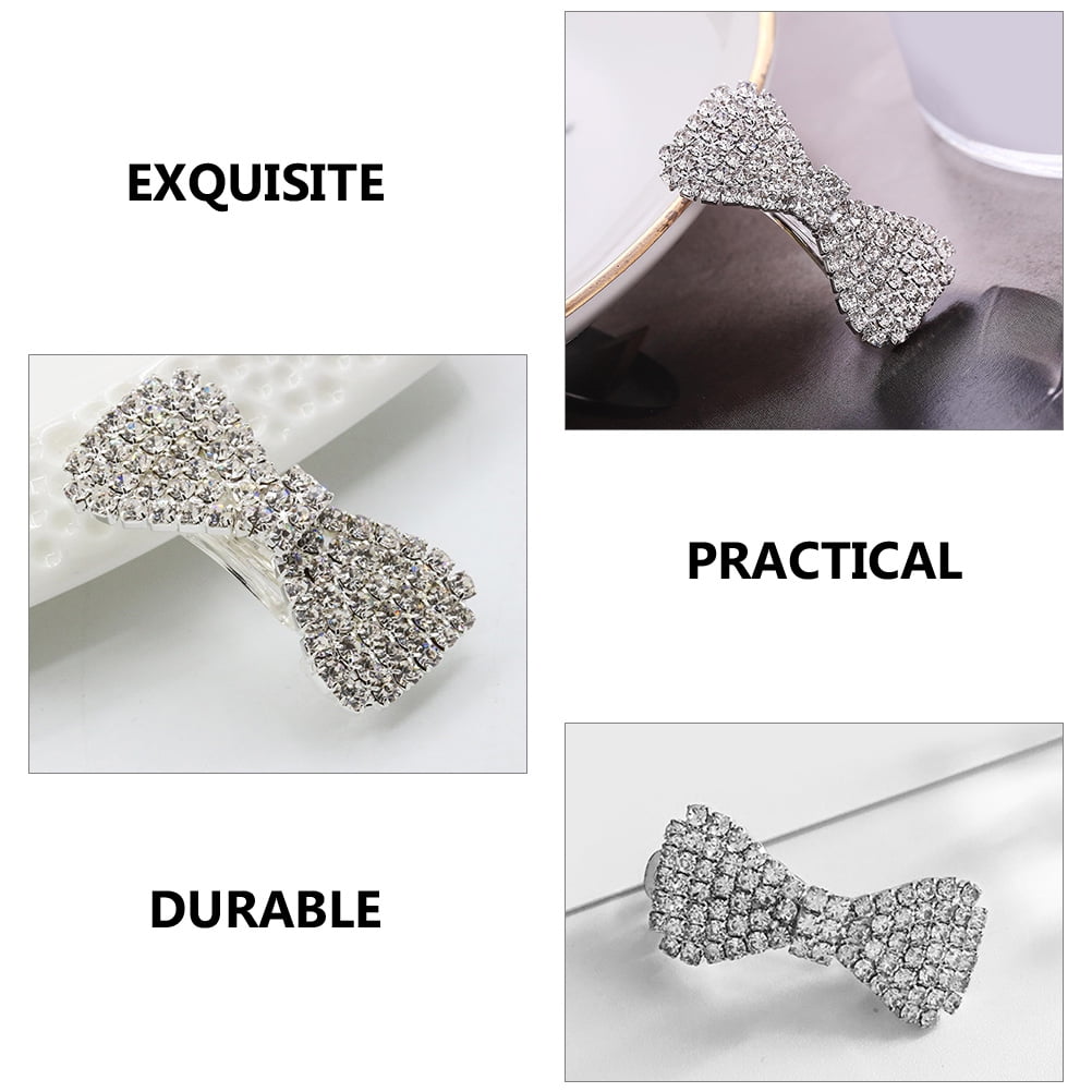 WHAMVOX 4-Pack Rhinestone Bow Hair Clips Sparkling Crystal Barrettes Wedding Bridal Hair Accessories for Women and Girls