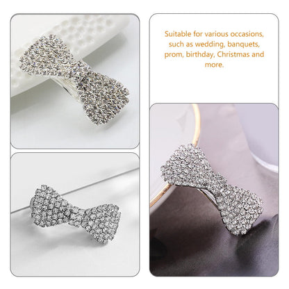 WHAMVOX 4-Pack Rhinestone Bow Hair Clips Sparkling Crystal Barrettes Wedding Bridal Hair Accessories for Women and Girls