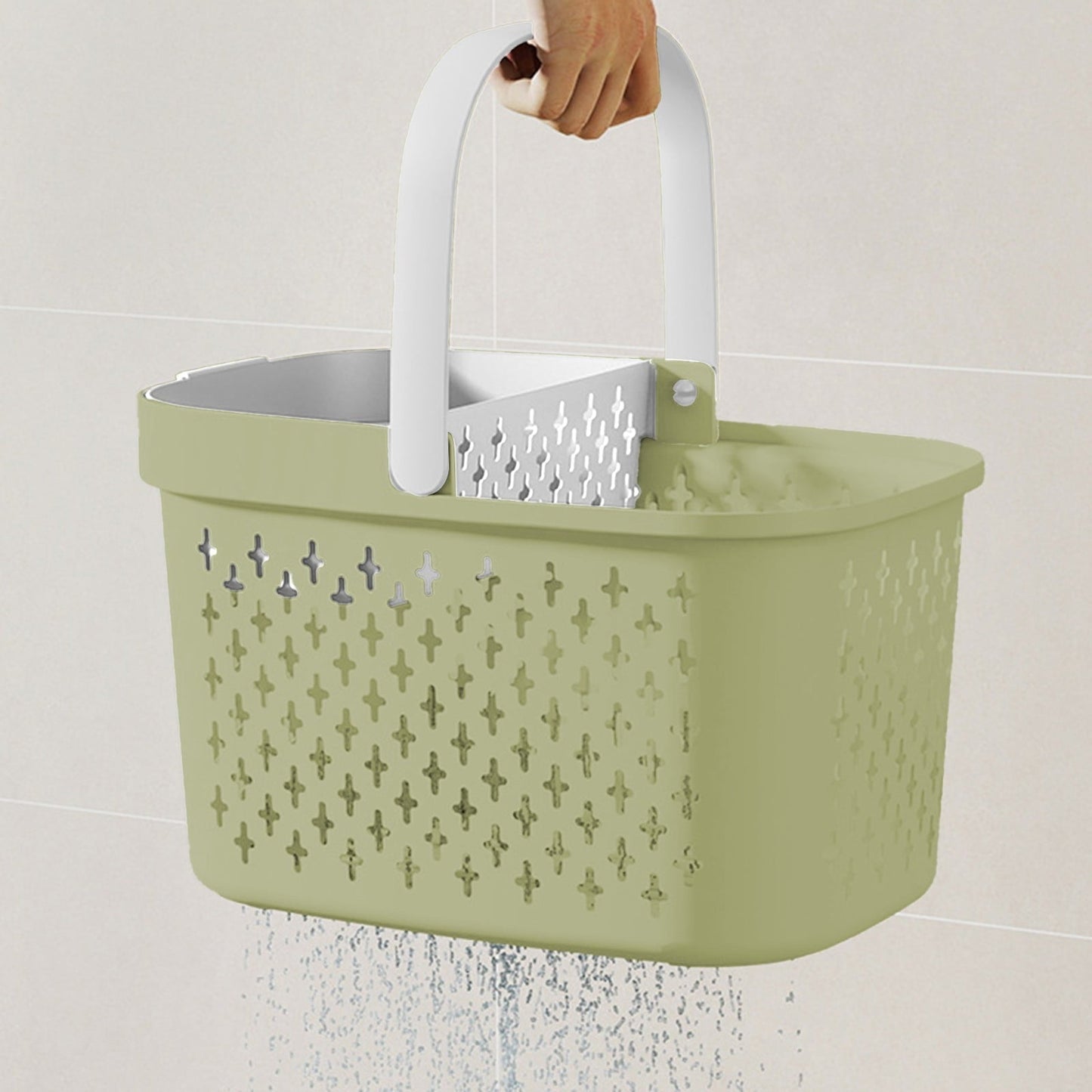 Kdkad Portable Shower Caddy Basket - Water-Resistant Bath Organizer with Drain Holes | PP Plastic Dorm Essential with Handles for Toiletries & Cosmetics Storage 7.5×10.4×6.6 in C