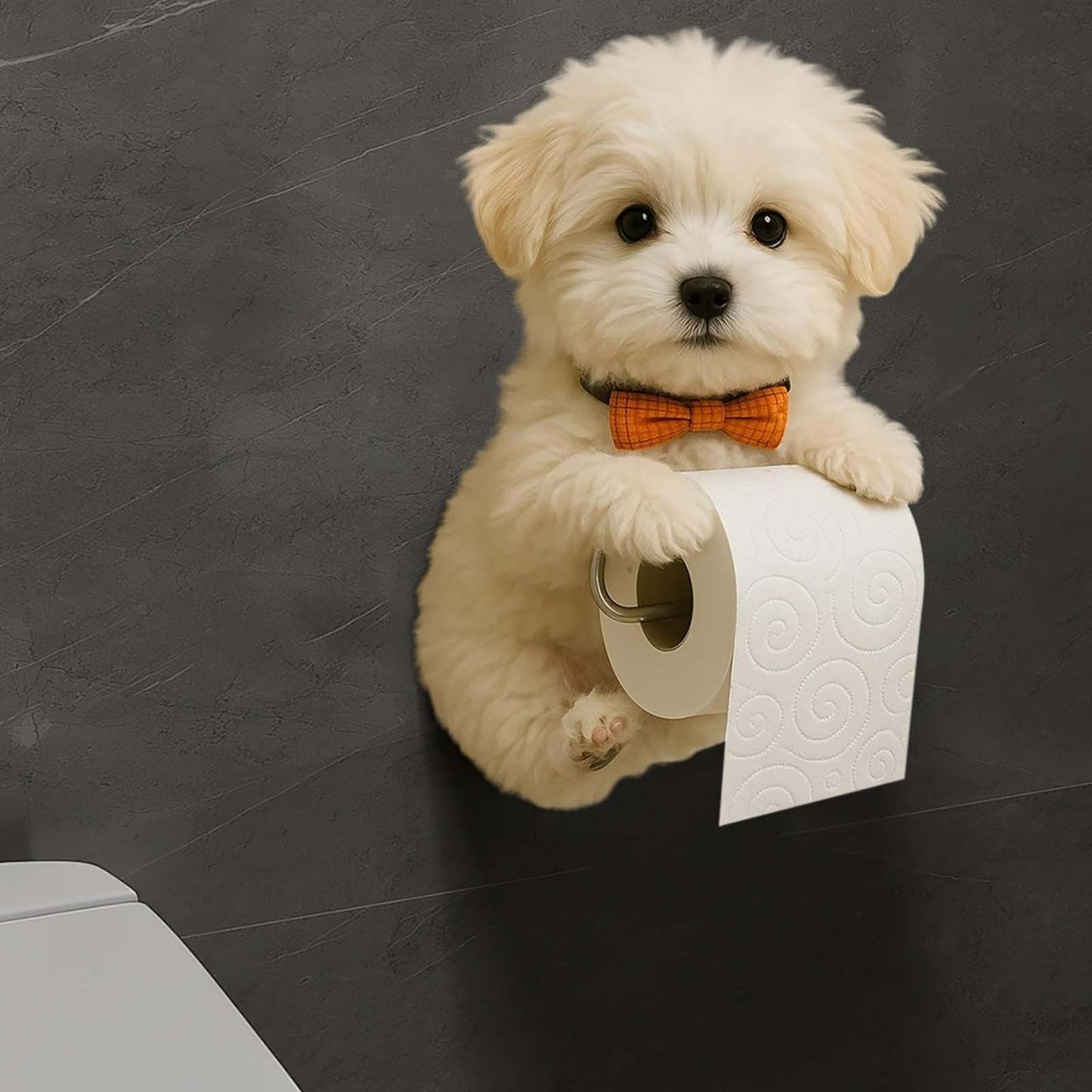 Darzheoy Dogs Toilet Roll Holder Series, 3D Resin Cute Dog Towel Rack, Wall Mouted Toilets Paper Storage Dispenser for Home Bathroom Kitchen C