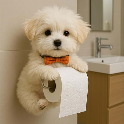 Darzheoy Dogs Toilet Roll Holder Series, 3D Resin Cute Dog Towel Rack, Wall Mouted Toilets Paper Storage Dispenser for Home Bathroom Kitchen C