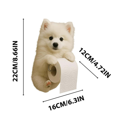 Darzheoy Dogs Toilet Roll Holder Series, 3D Resin Cute Dog Towel Rack, Wall Mouted Toilets Paper Storage Dispenser for Home Bathroom Kitchen I