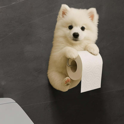 Darzheoy Dogs Toilet Roll Holder Series, 3D Resin Cute Dog Towel Rack, Wall Mouted Toilets Paper Storage Dispenser for Home Bathroom Kitchen I