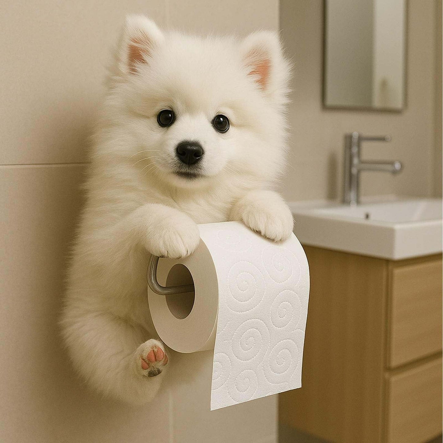 Darzheoy Dogs Toilet Roll Holder Series, 3D Resin Cute Dog Towel Rack, Wall Mouted Toilets Paper Storage Dispenser for Home Bathroom Kitchen I