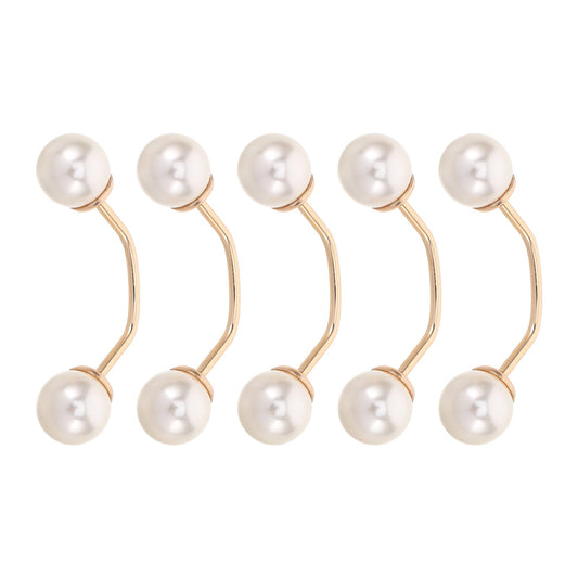 HOOWIFFY 5pcs No Sew Chest Brooch Set with Multi Artificial , Anti Exposure Decorative Pins for Women Shirts