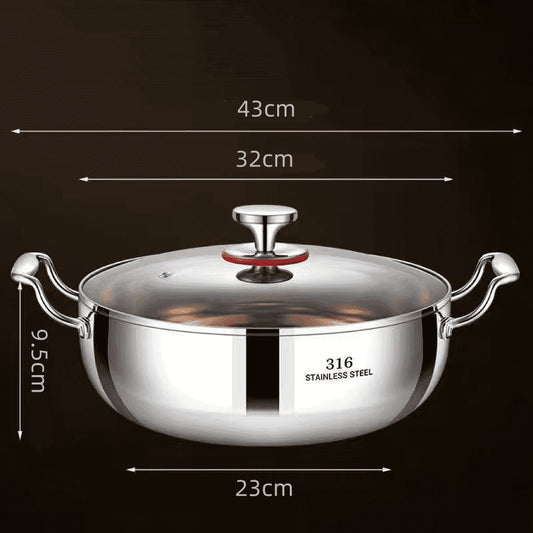 Darzheoy 316 Stainless Steel Hot Pot with Lid Large Pots for Cooking Thick Bottom Stew Soup Pots with Lid Stockpot for Pasta, Soup, Simmer Kitchens Appliances Multicolor