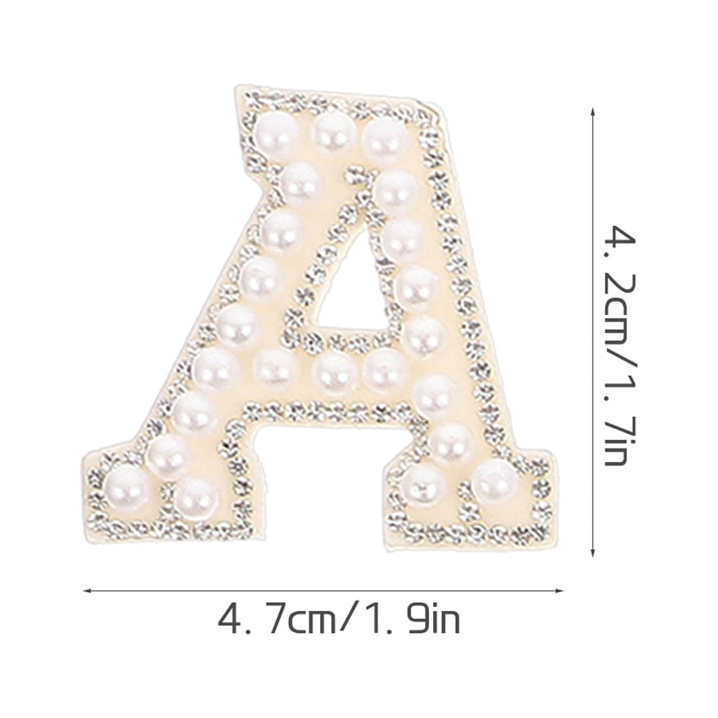 HOOWIFFY White Letter Iron-On Patches with Embellishments for Clothing Decoration, 26 Pieces Polyester Set