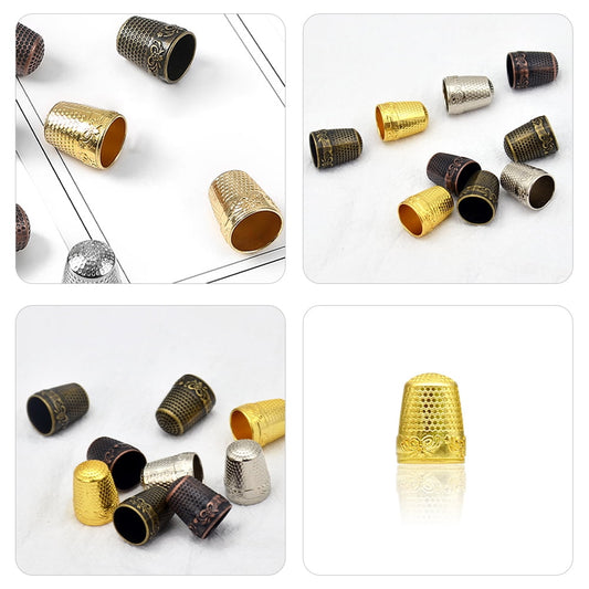HOOWIFFY Portable Copper Thimble Golden Sewing Accessory for Beginners 10Pcs